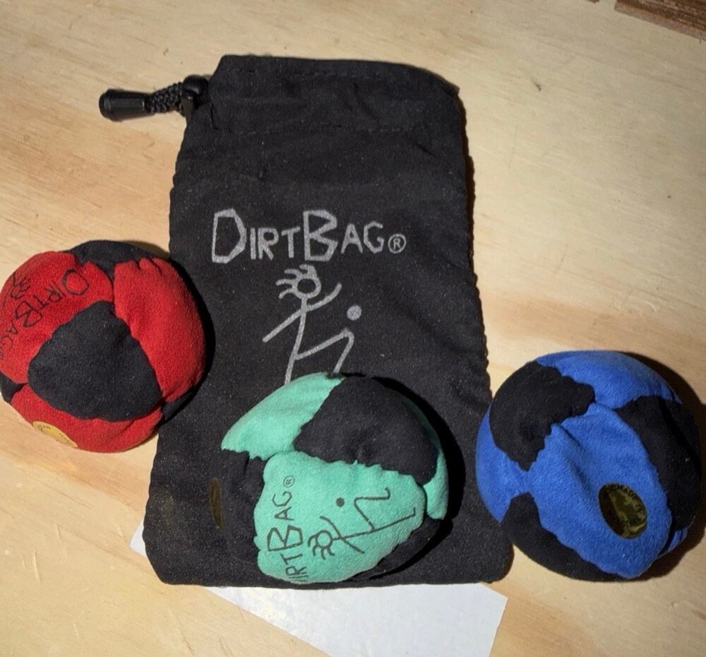 Dirtbag Classic + Pouch Wash Bags Red Teal Blue Hacky Sack 3pc Dirt Bag